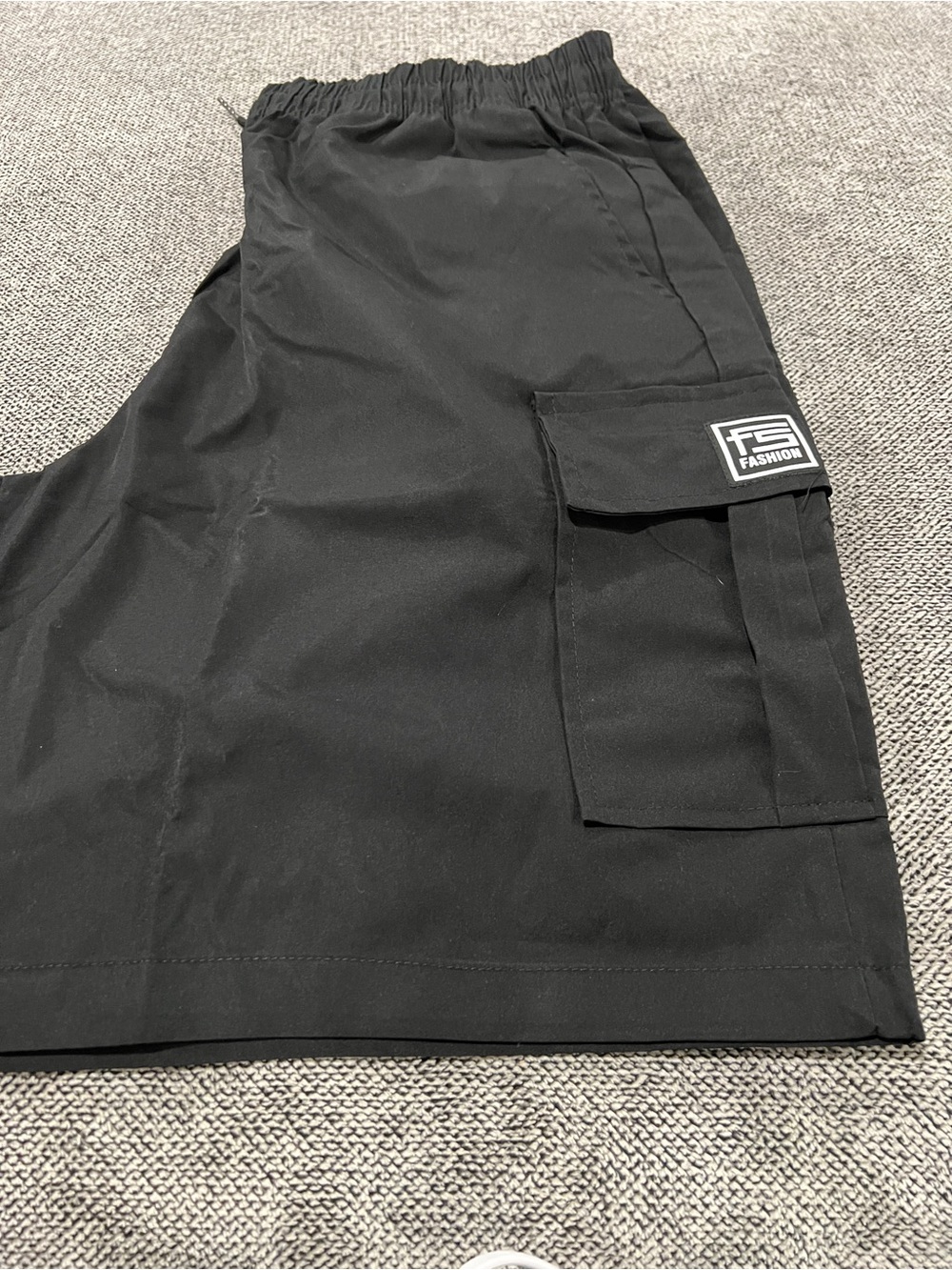 Men’s Black Cargo Shorts - Comfortable Drawstring Waist - XXL (02)